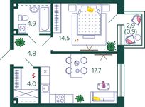Планировка 1-комнатной квартиры, 46,8 м2
