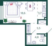 Планировка квартиры студии, 32,6 м2