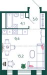 Планировка квартиры студии, 30,5 м2