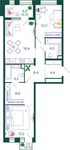 Планировка 2-комнатной квартиры, 77,2 м2