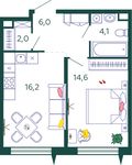 Планировка 1-комнатной квартиры, 42,9 м2