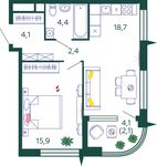 Планировка 1-комнатной квартиры, 47,6 м2