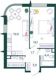 Планировка 1-комнатной квартиры, 52,5 м2