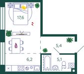 Планировка квартиры студии, 34,3 м2
