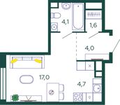Планировка квартиры студии, 31,4 м2
