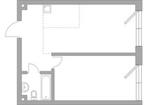 Планировка 2-комнатной квартиры, 42,9 м2