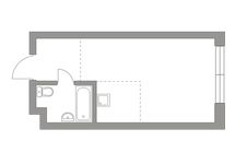 Планировка квартиры студии, 23,9 м2