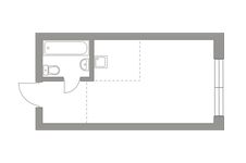 Планировка квартиры студии, 23,4 м2