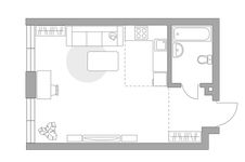 Планировка квартиры студии, 35,4 м2