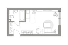 Планировка квартиры студии, 25,6 м2