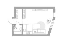 Планировка квартиры студии, 32,9 м2