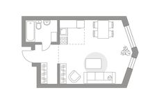 Планировка квартиры студии, 33 м2
