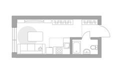 Планировка 1-комнатной квартиры, 20,6 м2