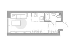 Планировка квартиры студии, 21,9 м2
