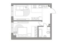 Планировка 2-комнатной квартиры, 44,3 м2