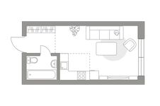 Планировка квартиры студии, 23,4 м2