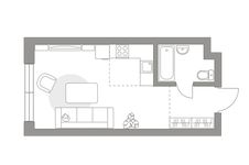Планировка квартиры студии, 24,7 м2