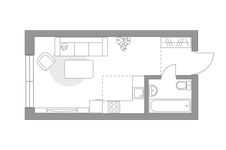 Планировка квартиры студии, 23,4 м2