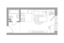 Планировка квартиры студии, 26,3 м2