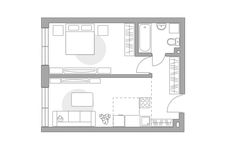 Планировка 2-комнатной квартиры, 39,7 м2