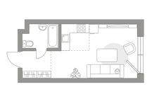 Планировка квартиры студии, 24,7 м2