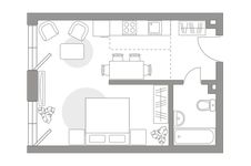Планировка квартиры студии, 36,4 м2