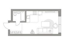 Планировка квартиры студии, 23,1 м2