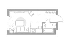 Планировка квартиры студии, 24,6 м2