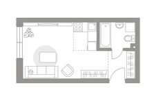 Планировка квартиры студии, 25,6 м2