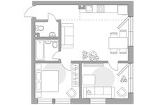 Планировка 3-комнатной квартиры, 52,8 м2