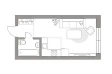 Планировка квартиры студии, 23,4 м2