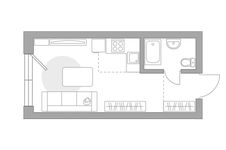 Планировка квартиры студии, 21,7 м2