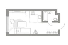 Планировка квартиры студии, 24,7 м2