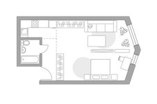 Планировка квартиры студии, 38,5 м2