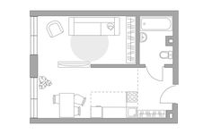 Планировка квартиры студии, 37,8 м2