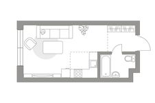 Планировка квартиры студии, 23,9 м2