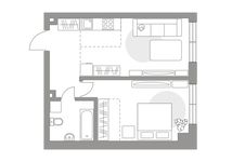 Планировка 2-комнатной квартиры, 44,3 м2