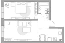 Планировка 2-комнатной квартиры, 49,5 м2