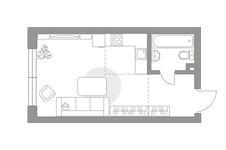 Планировка квартиры студии, 35,4 м2
