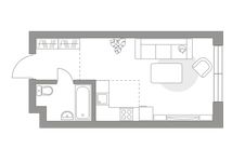 Планировка квартиры студии, 35,1 м2
