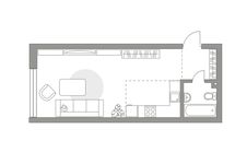 Планировка квартиры студии, 34,9 м2