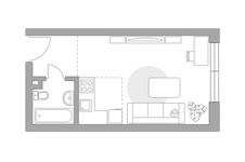 Планировка квартиры студии, 29,5 м2