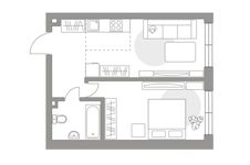Планировка 2-комнатной квартиры, 39,7 м2