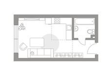 Планировка квартиры студии, 29,3 м2