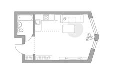 Планировка квартиры студии, 33,9 м2