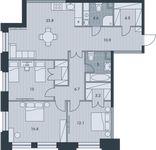 Планировка 4-комнатной квартиры, 102,2 м2