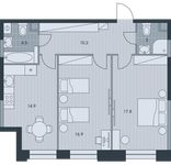 Планировка 2-комнатной квартиры, 67,3 м2