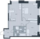 Планировка 3-комнатной квартиры, 63,6 м2