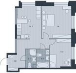 Планировка 3-комнатной квартиры, 63,7 м2