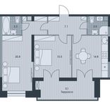 Планировка 2-комнатной квартиры, 70,1 м2